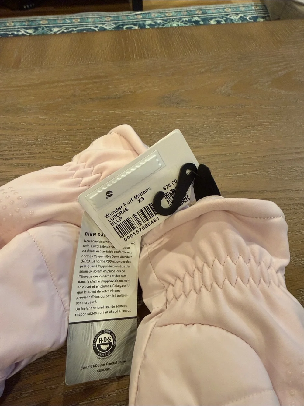lululemon athletica Kids Light Pink Puffer Mittens